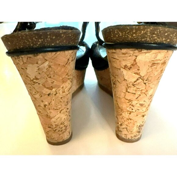 Frye Braylin Braided 2 Leather Wedge Cork Heel Adjustable Buckle Closure Sandals - Picture 7 of 9
